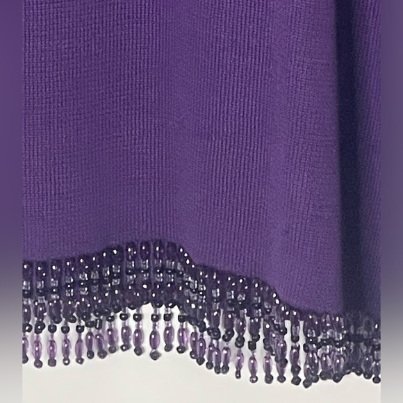 CLIO II silk blend square neck sweater beaded fringe trim women’s Size 1X retro - Picture 8 of 12